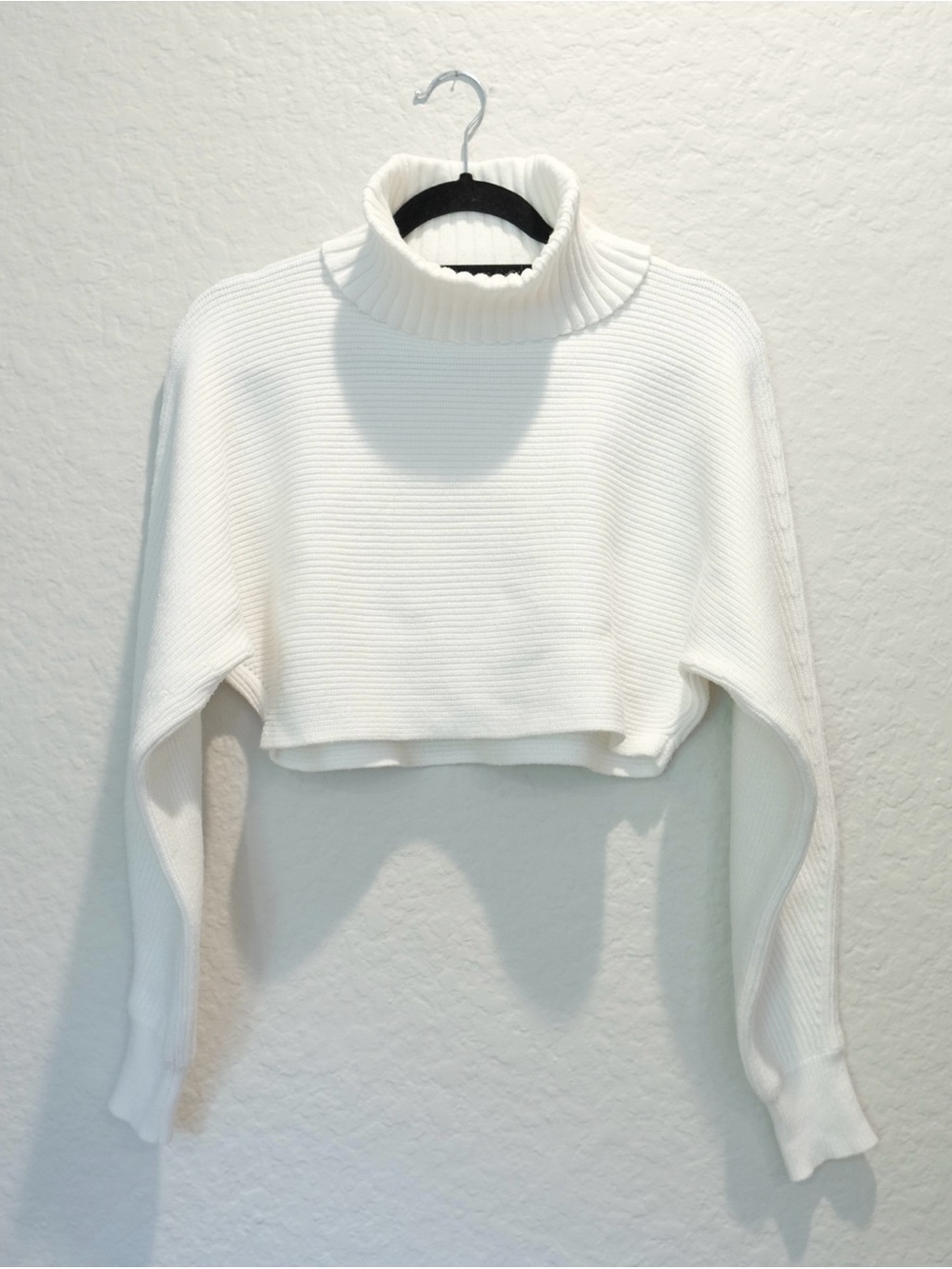 House of Harlow 1960 Cropped Ribbed Turtleneck Sweater Size M Ivory Revolve